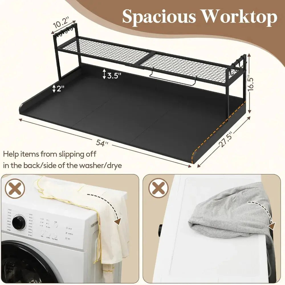 Easy installation guide for laundry room countertop with shelf. Features pre-drilled holes, labeled accessories, and user-friendly assembly manual.