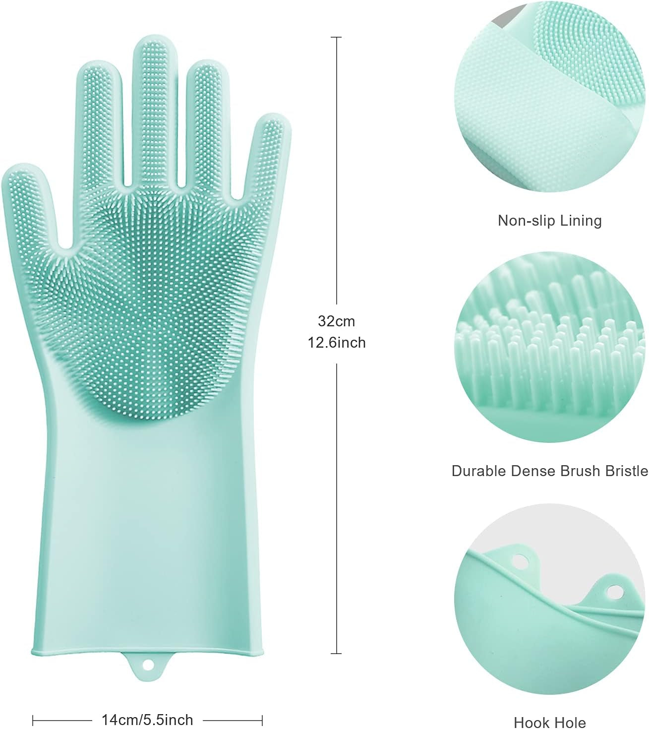 Angel Wings Magic Dish Washing Gloves with Scrubber, Silicone Reusable Cleaning Gloves, Heat-proof Household Scrubber Gloves