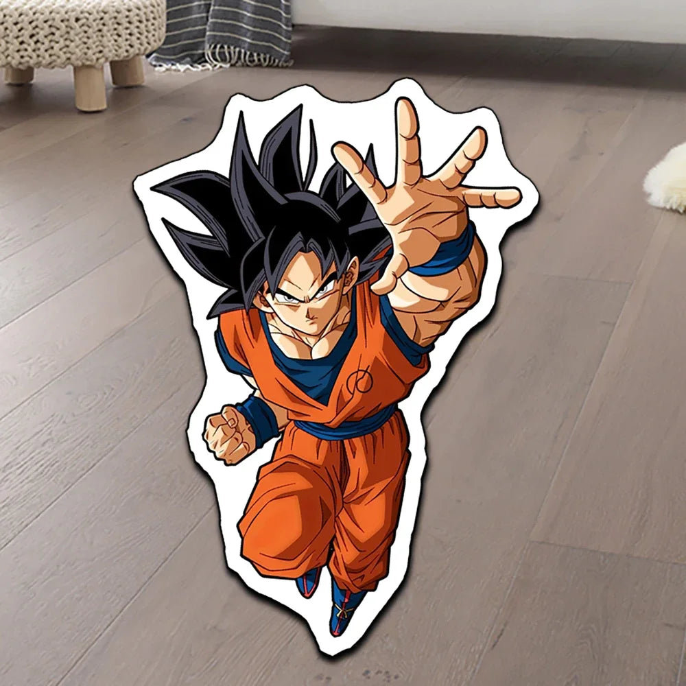 Irregular Area Rugs Anime Dragon Ball Blue Goku Customize Rug Optical Illusions Printed Carpet for Home Decor