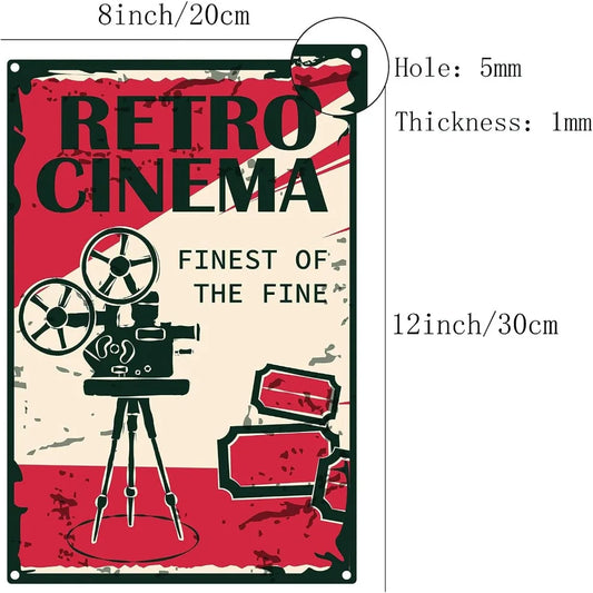 Tin Signs Retro Cinema Vintage Metal Wall Decor Decoration Art Mural Hanging Iron Painting for Home Garden Kitchen Living Room