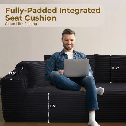 104" L-Shape Modular Sectional Sofa Couch - Comfy Upholstered Cloud Couch for Living Room - Modern Minimalist Couch,Deep Seat,No