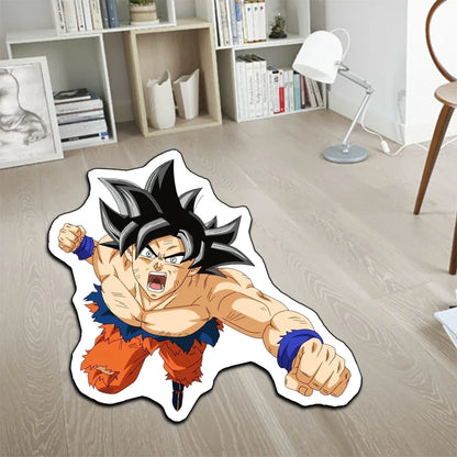 Irregular Area Rugs Anime Dragon Ball Blue Goku Customize Rug Optical Illusions Printed Carpet for Home Decor