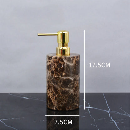 Brown Onyx Natural Marble Bathroom Accessories Luxury Marble Soap Dispenser Toothbrush Holder Soap Dish Tray Set for Bathroom