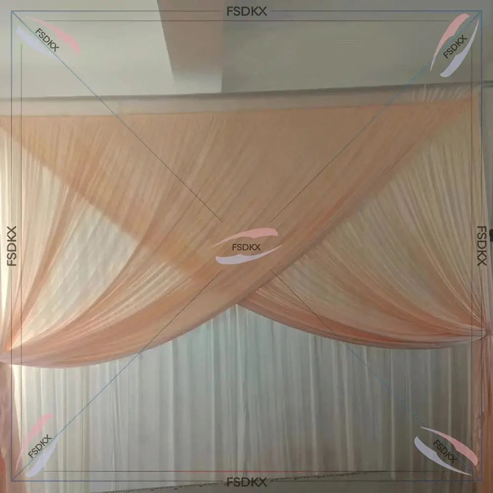 Elegant gold pleated stage backdrop curtain with a draped design, ideal for weddings, events, and theater productions. Luxurious fabric with a shimmering finish.