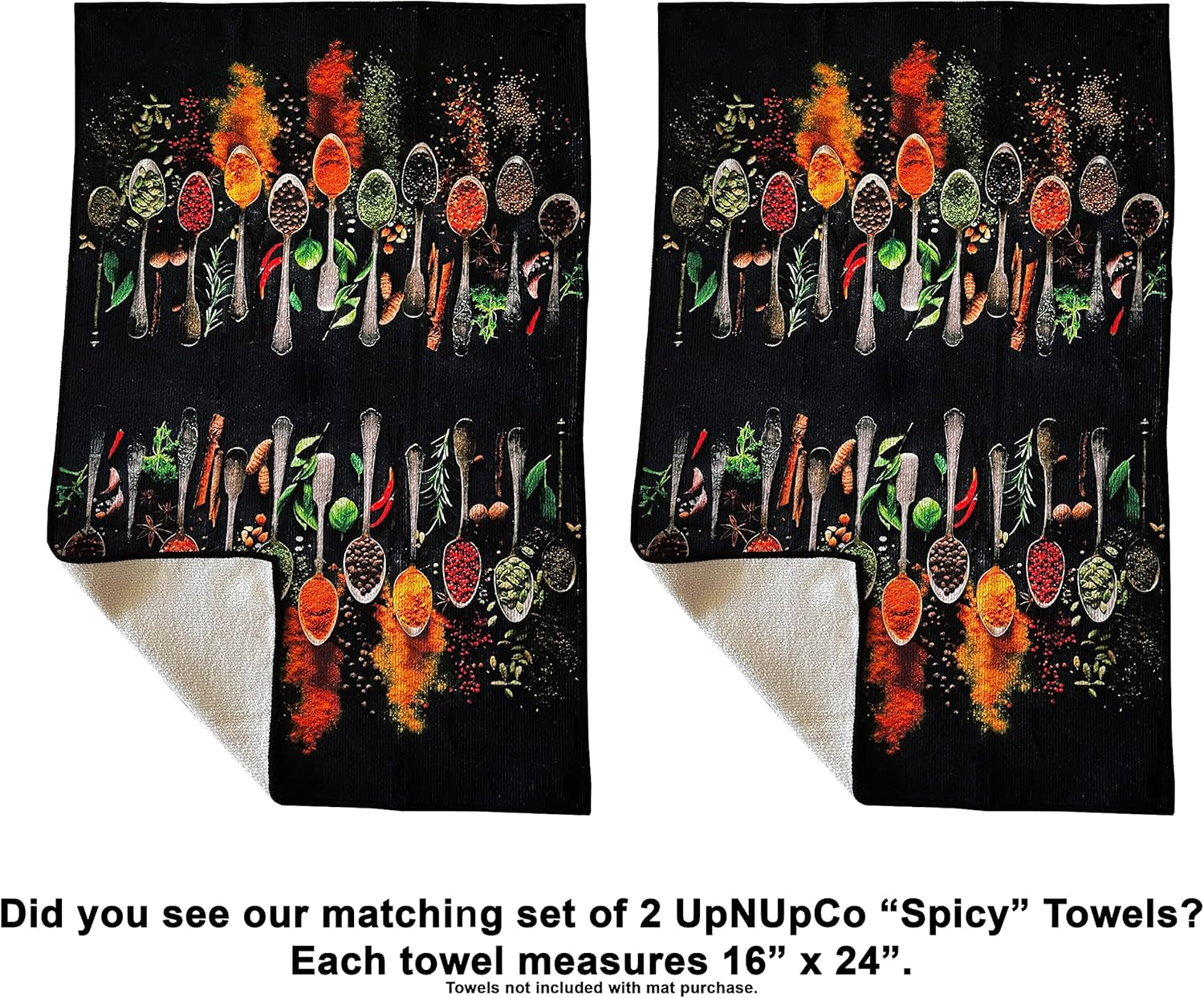UpNUpCo Artistic and Colorful Kitchen Rugs for Floor Non Slip Kitchen Rugs and Mats Kitchen Mat Set Farmhouse Kitchen - Spicy Art - 2 Pieces - 30"x17" + 47”x17