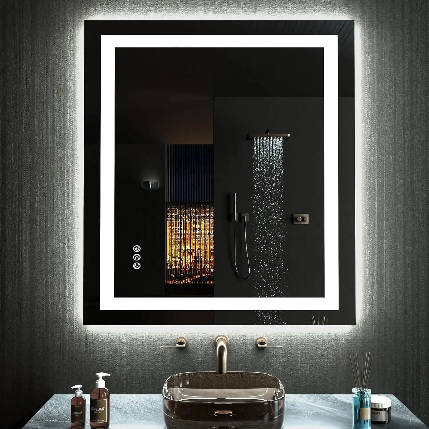 20"X28" LED Bathroom Mirror with Lights, Anti-Fog, Dimmable, RGB Backlit + Front Lighted, Bathroom Vanity Mirror for Wall