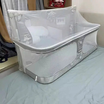 2023 Baby Products bassinet in-bed crib with guard rail, featuring a 120cm x 120cm frame and 70cm height for newborn safety.