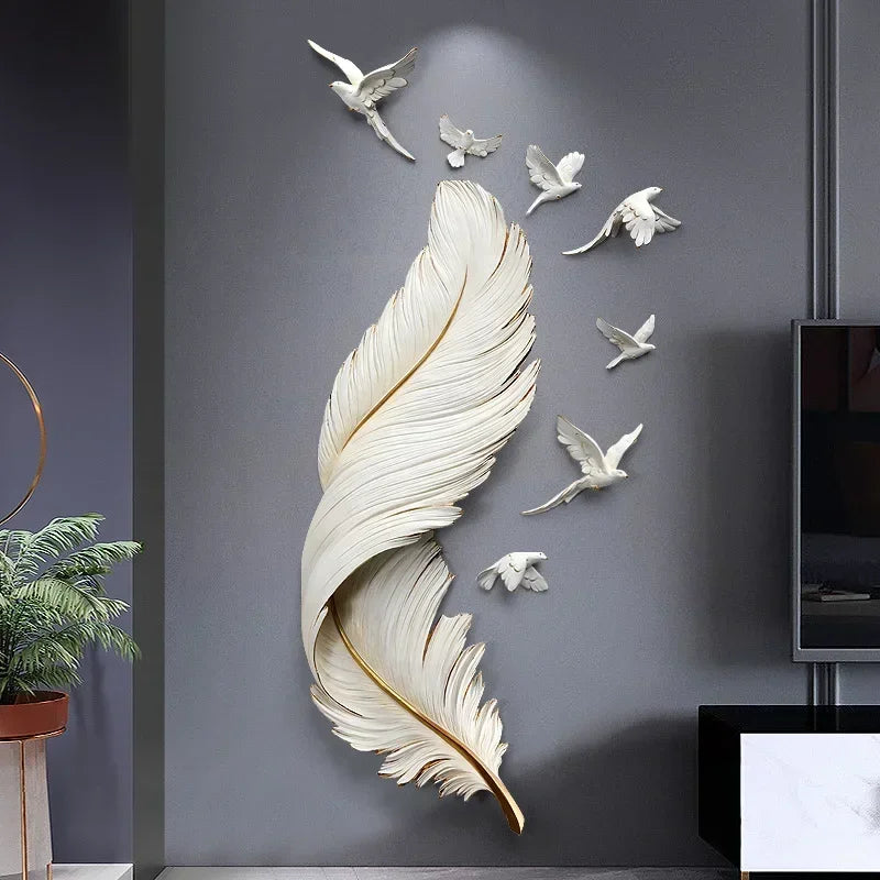 Feather Wall Decor Living Room Luxury Decoration Hanging Wall Crafts Sofa Background Wall Restaurant Creative Home Accents