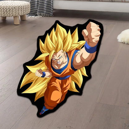 Irregular Area Rugs Anime Dragon Ball Blue Goku Customize Rug Optical Illusions Printed Carpet for Home Decor