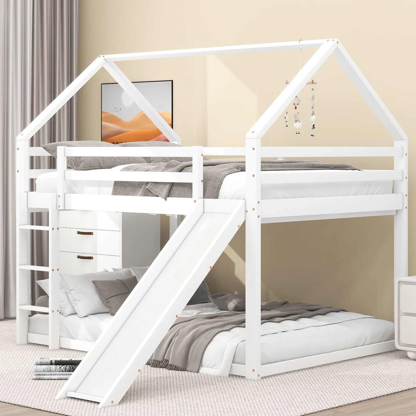 Double Bunk Bed with Slide & Ladder