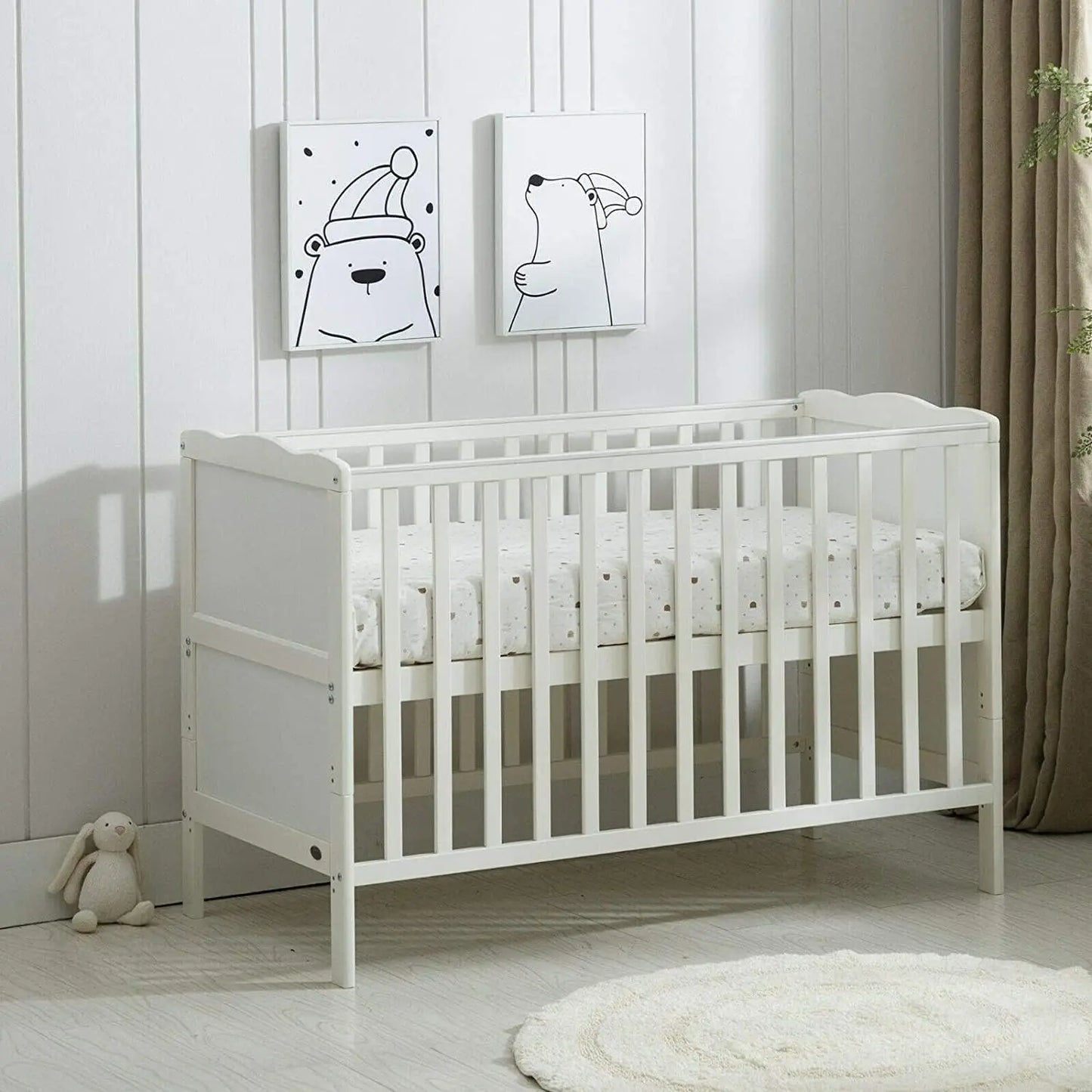 Wooden Baby Cot with Drawer & Aloe Vera Mattress