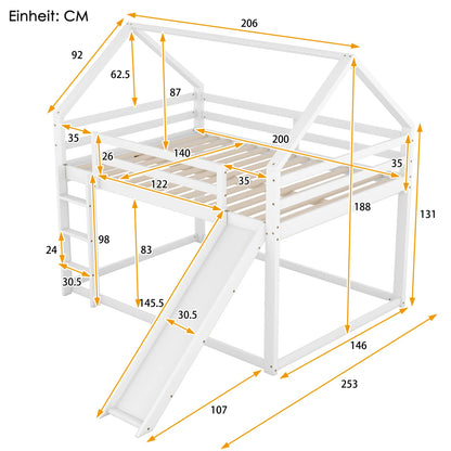 Double Bunk Bed with Slide & Ladder