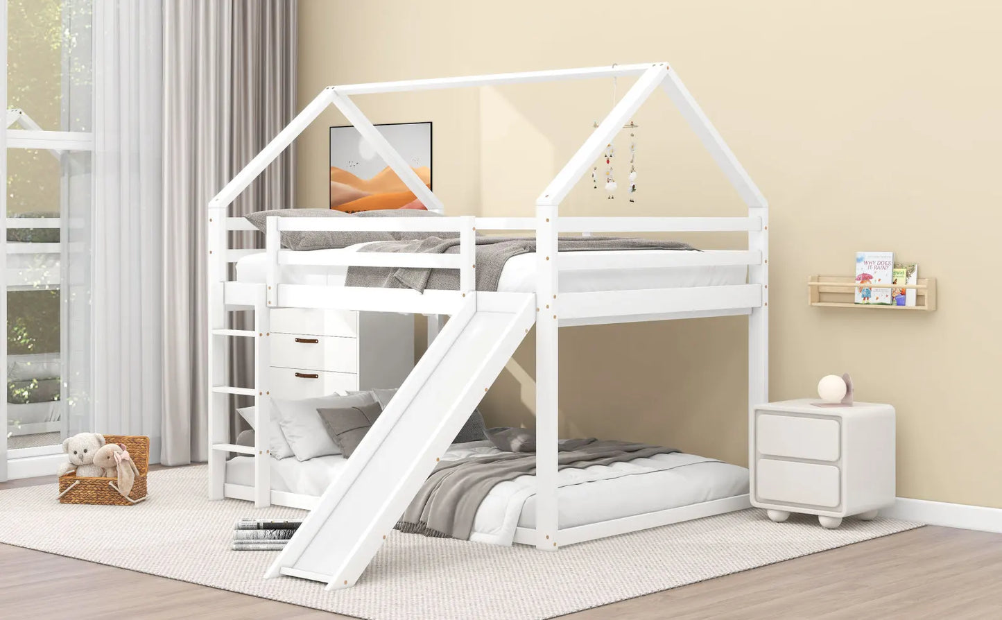 Double Bunk Bed with Slide & Ladder