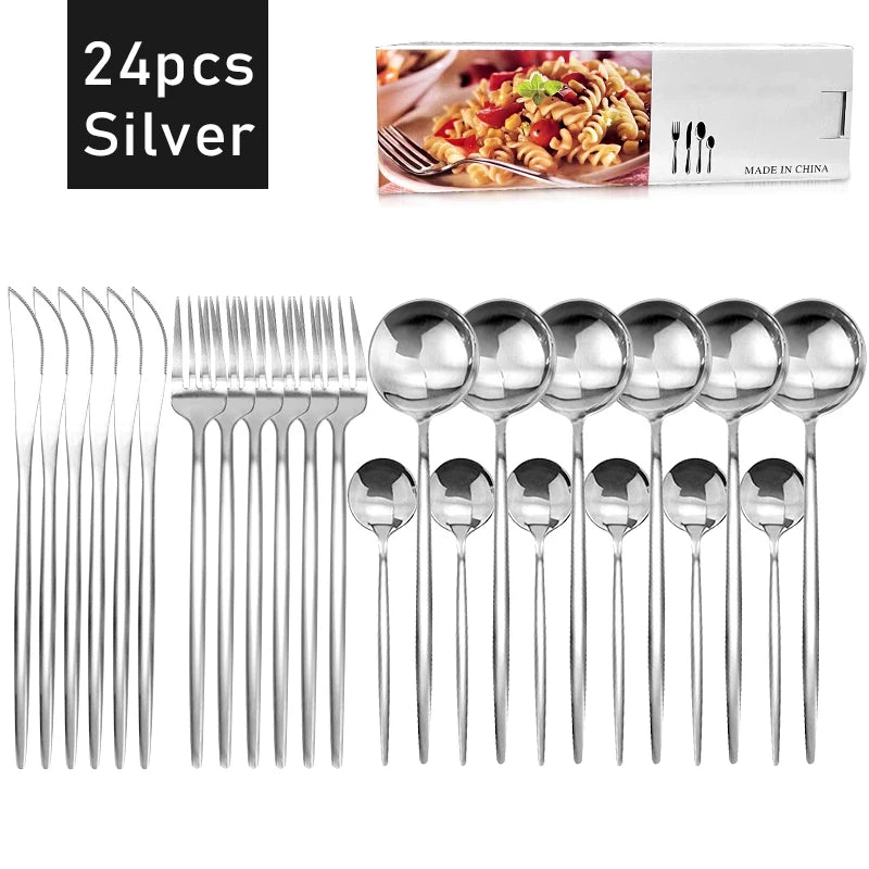 24-Piece Stainless Steel Dinnerware Set