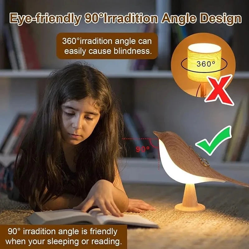 3 Colors Wooden Magpie Bird LED Night Light