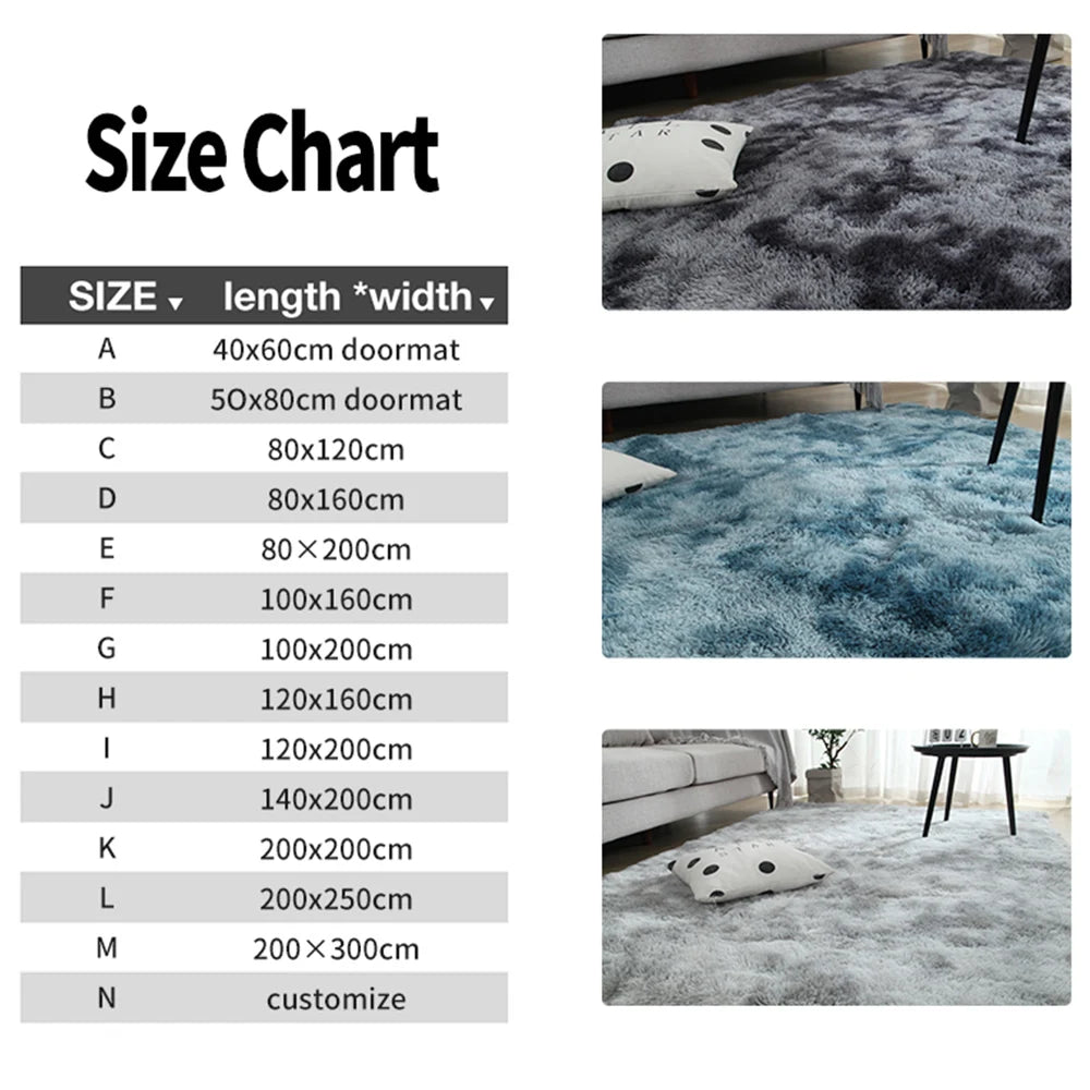 Gray Plush Carpet Soft Velvet Rug Anti-Slip