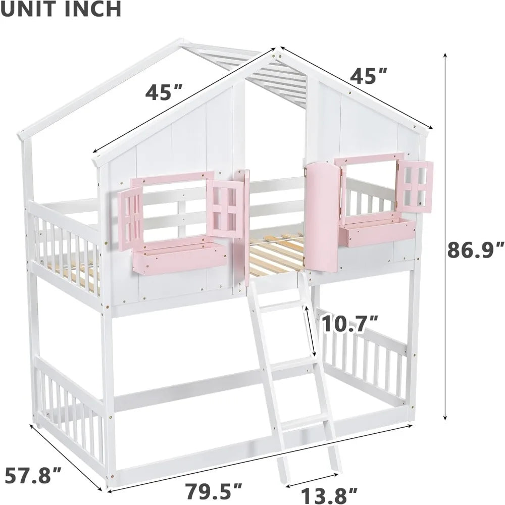 Twin Over Twin House Bunk Bed