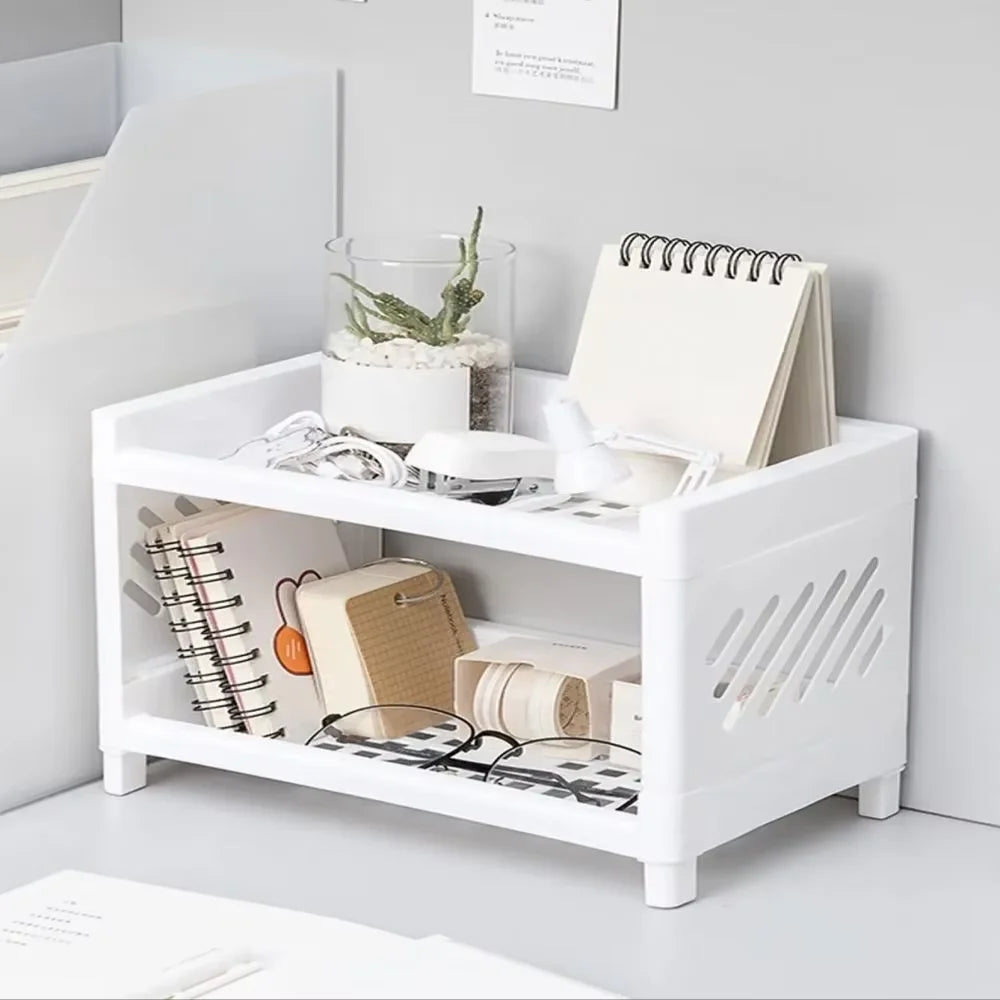 PP Desktop Double Layer Storage Rack