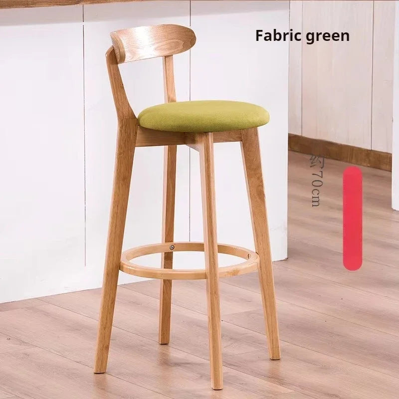 Solid Wood Bar Stool High Backrest