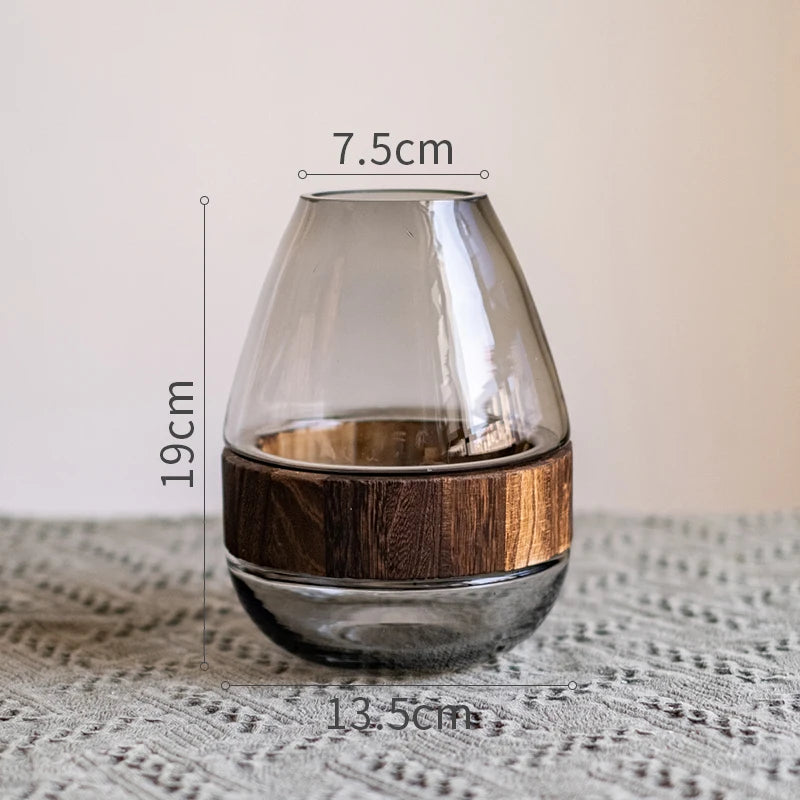 Elegant Glass Vase with Wooden Base