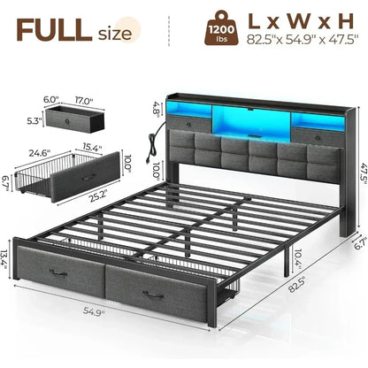 Full Size Bed Frame with Storage