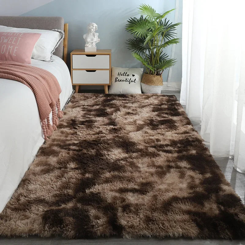 Gray Plush Carpet Soft Velvet Rug Anti-Slip