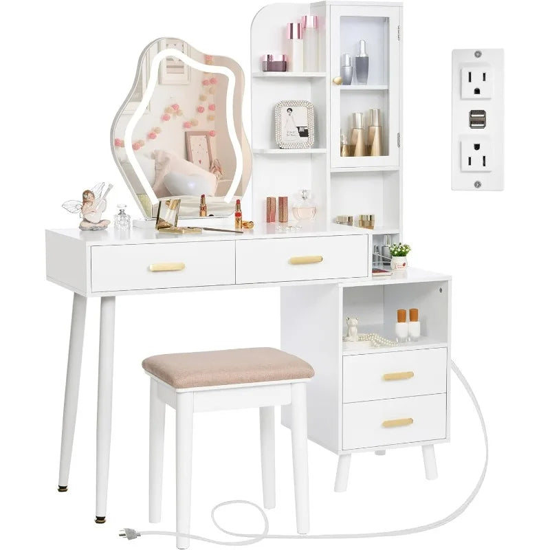 Vanity Desk with Lighted Mirror