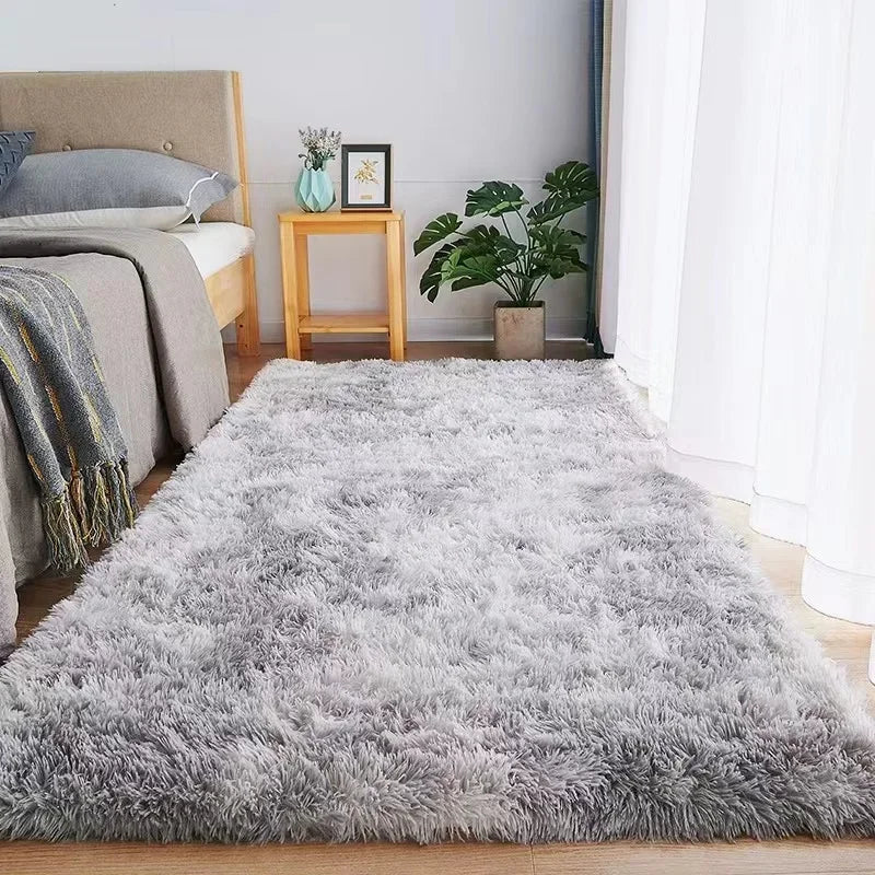 Gray Plush Carpet Soft Velvet Rug Anti-Slip