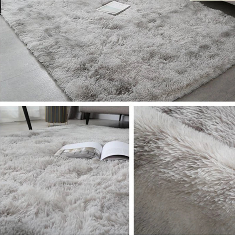 Gray Plush Carpet Soft Velvet Rug Anti-Slip