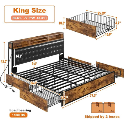 King Bed Frame with Storage