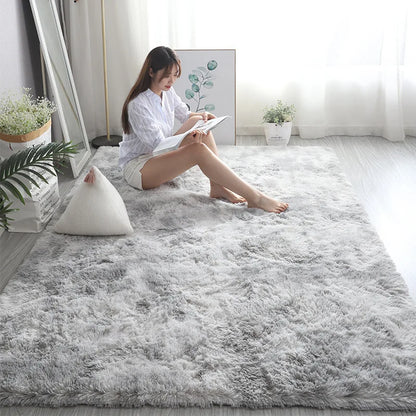 Gray Plush Carpet Soft Velvet Rug Anti-Slip