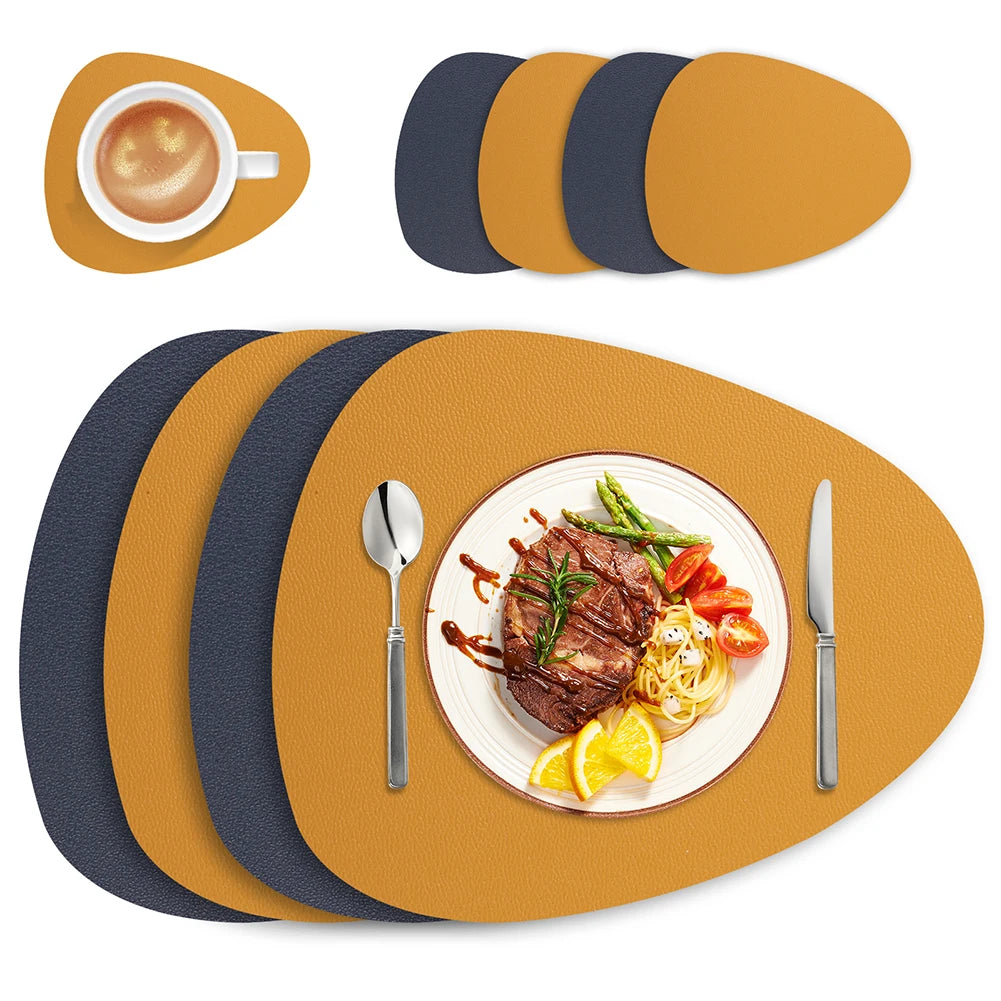 Irregular PU Leather Placemats Set