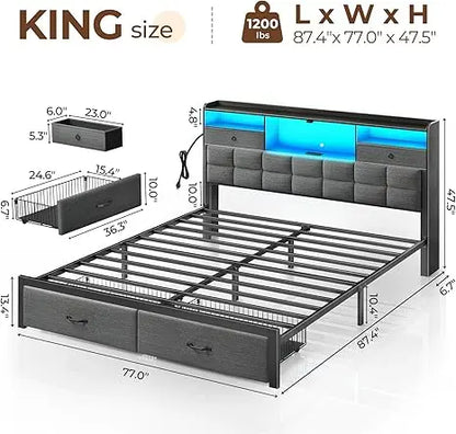 Full Size Bed Frame with Storage