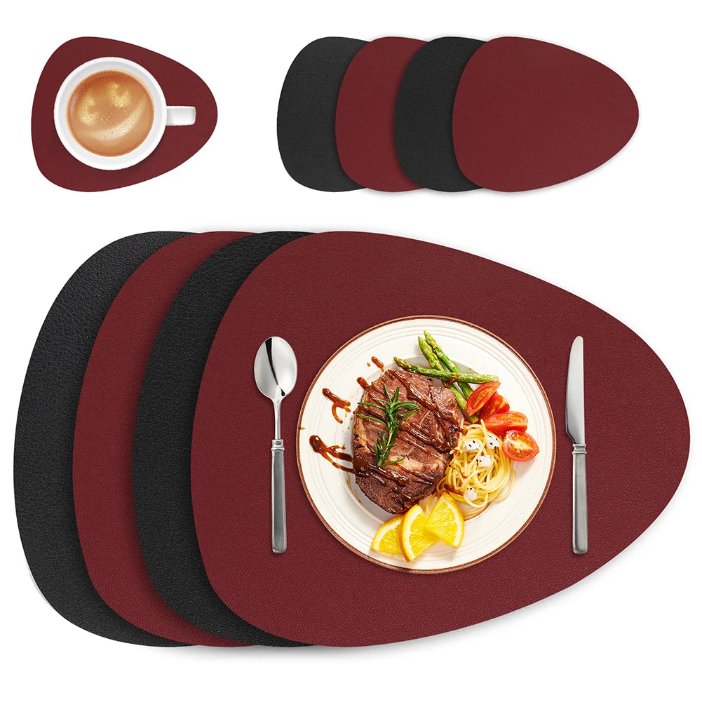 Irregular PU Leather Placemats Set