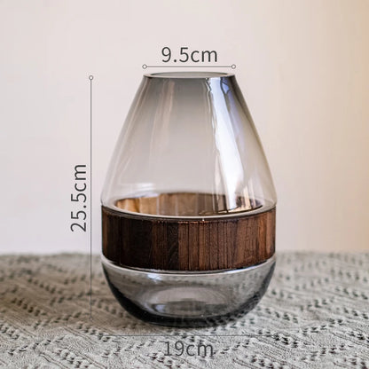 Elegant Glass Vase with Wooden Base