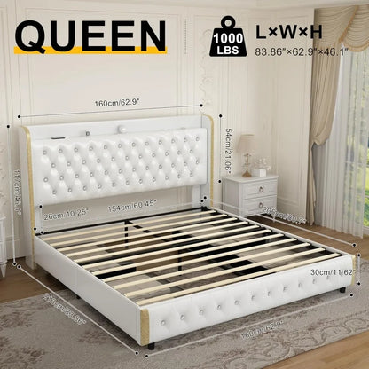 Queen Size Bed Frame with Drawers