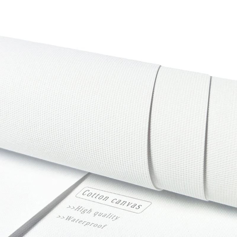 High-quality waterproof cotton canvas roll for wall art and home decor. Durable material with a textured surface, ideal for printing paintings.