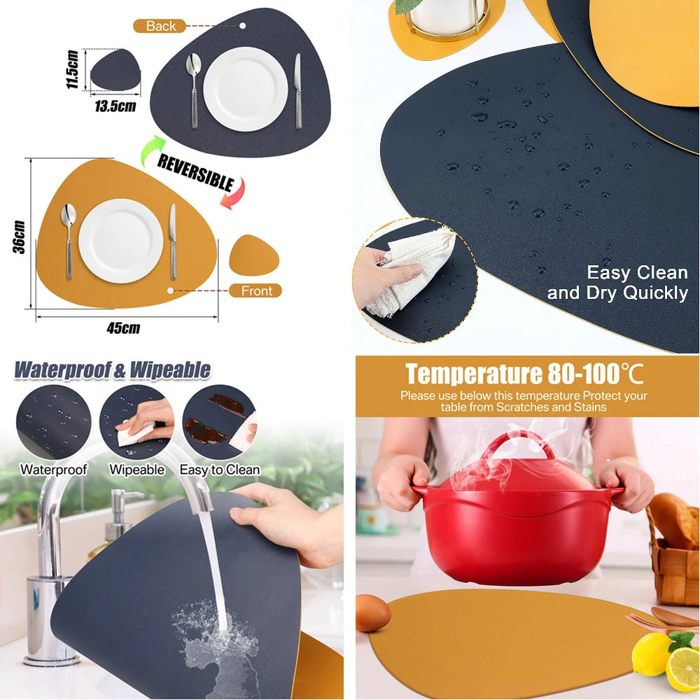 Irregular PU Leather Placemats Set