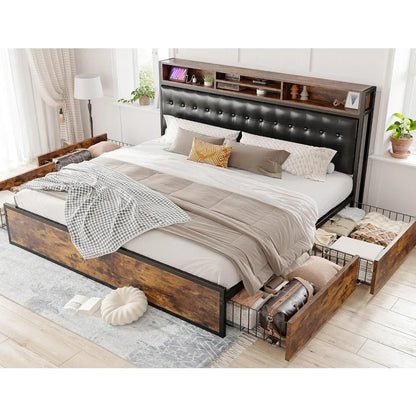 King Bed Frame with Storage