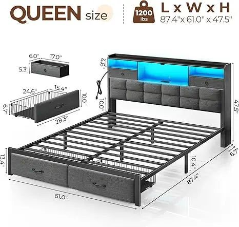 Full Size Bed Frame with Storage