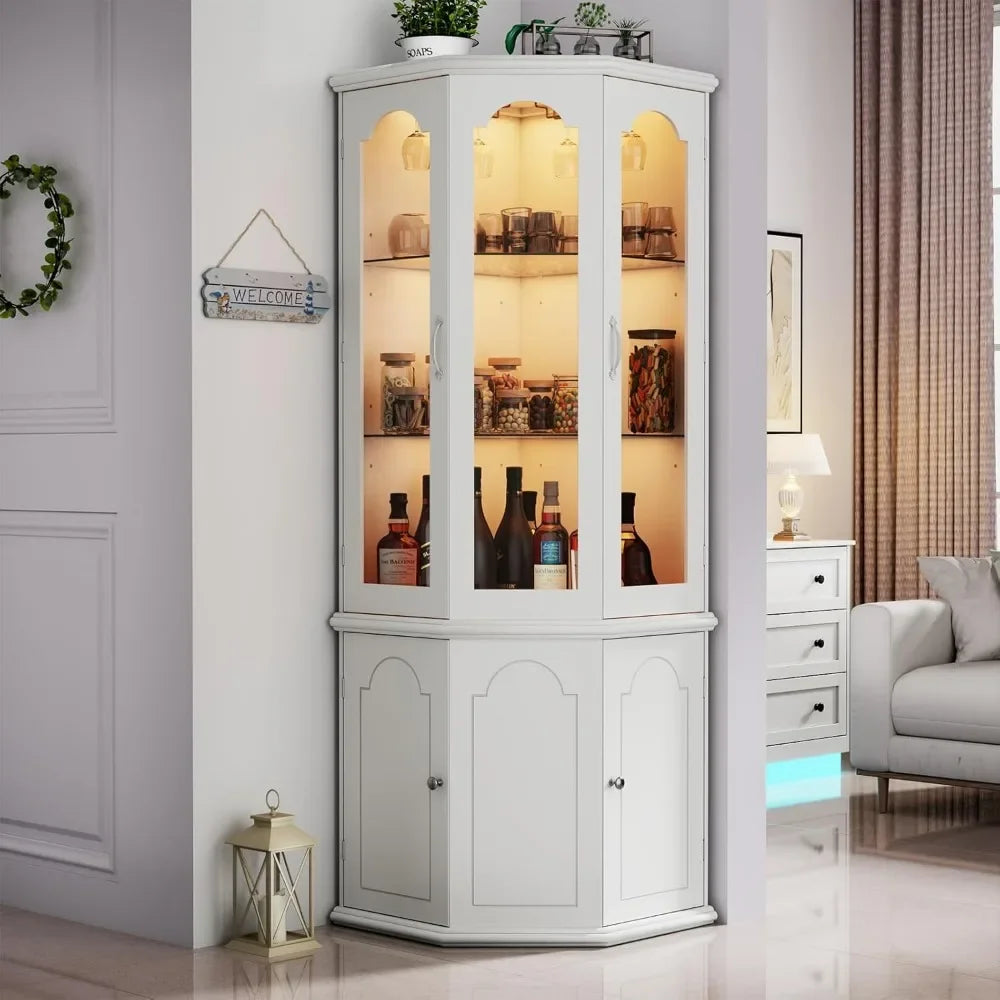 Corner Bar Cabinet with LED Lights