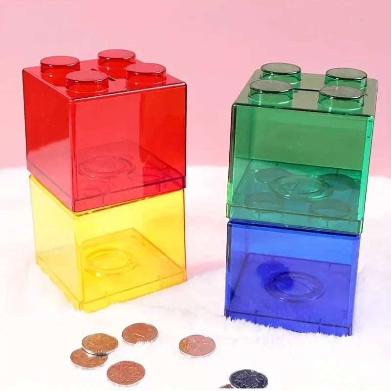 4 Clear Plastic Coin Savings Boxes