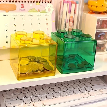 4 Clear Plastic Coin Savings Boxes