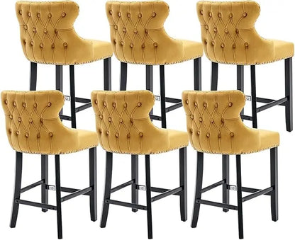 Set of Velvet Upholstered Bar Stools