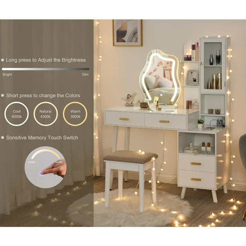 Vanity Desk with Lighted Mirror