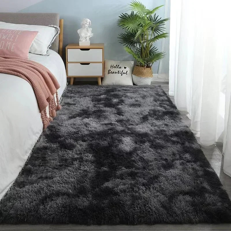 Gray Plush Carpet Soft Velvet Rug Anti-Slip