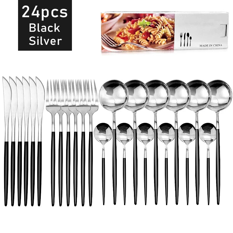 24-Piece Stainless Steel Dinnerware Set