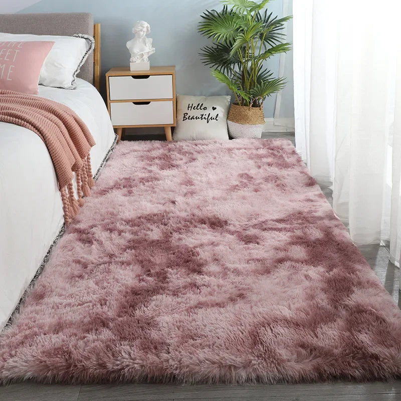 Gray Plush Carpet Soft Velvet Rug Anti-Slip