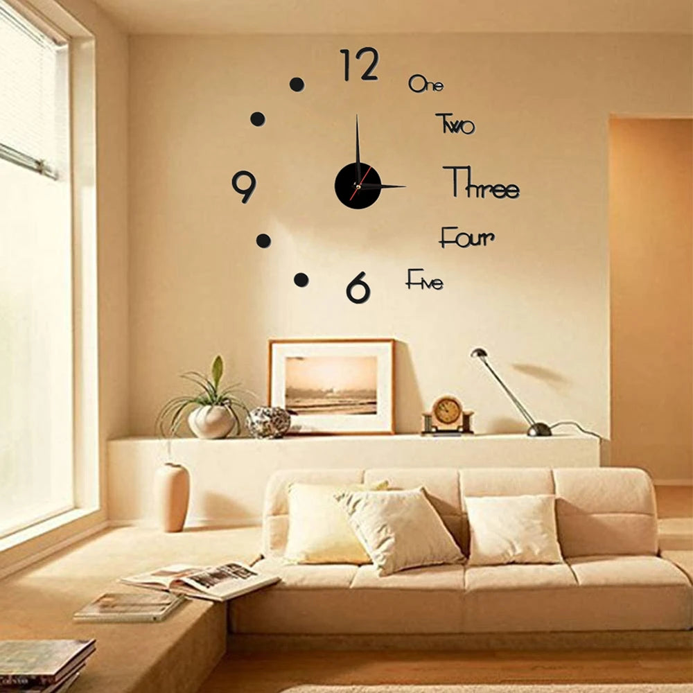 3D Roman Numeral Acrylic Mirror Wall Clock