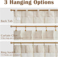 jinchan Linen Pinch Pleated Kitchen Curtains 24 Inch 2 Panels, Natural Linen Tier Curtains Back Tab Beige Farmhouse Cafe, Light Filtering Small Window Drapes for Bathroom Laundry Room Beige